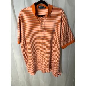 Polo Ralph Lauren Orange Striped Polo Shirt Mens 2XB Big Classic Fit